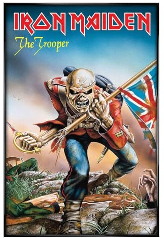 Grindstore Iron Maiden (Trooper) Maxi Poster - Black Gloss Framed - Framed Poster Print, Wall Decor/Art, Home Gift Idea, For Living Room, Bedroom, Home or Office Display