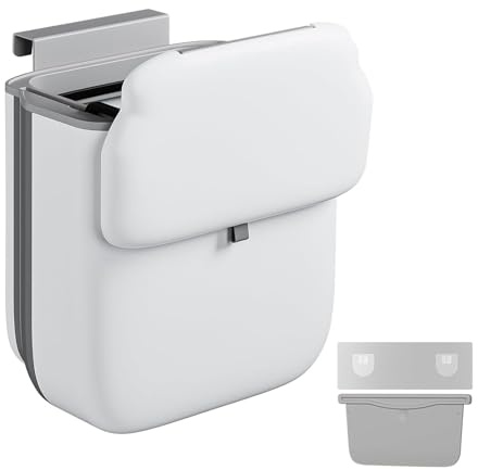 MUYAPAY Cubo Basura Cocina Colgante 10L, Cubo Basura Extraible Bajo | Fregadero con Tapa para Cocina, Camping, Armario, Baño, Oficina, Coche, Dormitorio (Gris)