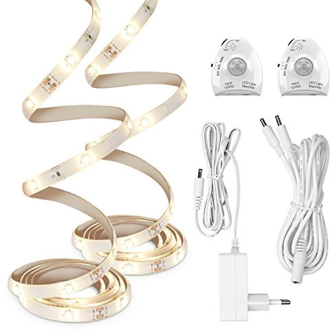 kwmobile Ruban lumineux LED capteur - Bande lumineuse détecteur de mouvement éclairage lit - Bandeau lumière réglable avec prise secteur