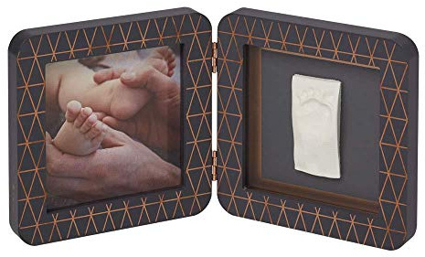 Baby Art My Baby Touch Baby Handprint and Footprint Photo Frame Clay Kit, Customisable Newborn Hand & Feet Print Memorable Keepsake, Baby Hand & Foot Clay Print Photo Frame Keepsake Kit, Dark Grey