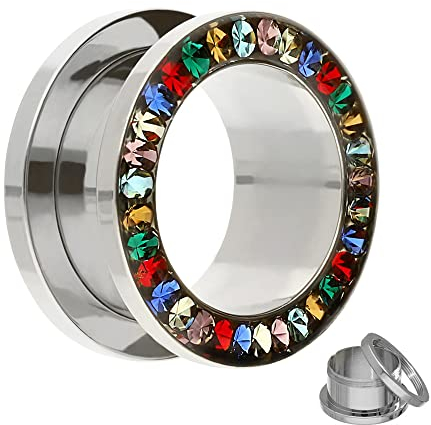 Treuheld Flesh Tunnel - Stahl - Kristall Regenbogen - Schutz 8 mm