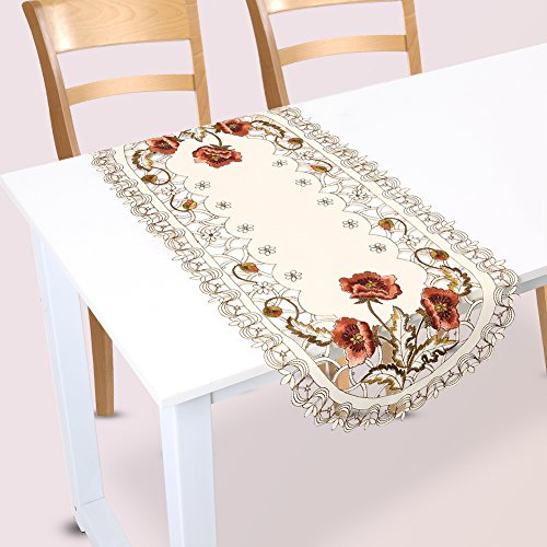 Asixx Tischläufer, Tischband aus Polyester Abriebfest, Hitzebeständig und Anti-Falten für Party, Urlaub, Restaurant, Cafés, Besondere Anlässe,40 x 85 cm(Oval)