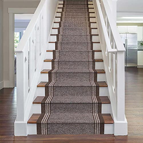 runrug Stair Runner Rug - Non Slip - Staircase Carpet Runner for Stairs - Stain Resistant Stair Carpet Rug Runner - Ideal for High Foot-Traffic - 80cm Wide x 480cm Long - Inca, Brown