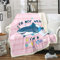 Loussiesd Girly Nettes Einhorn KuscheldeckeKarikatur Dreamy Hai Gedruckt Wohndecke Schönes magisches Tier Flanell Fleecedecke 150x200cm Rosa Streifen Fantasy Einhorn Decke