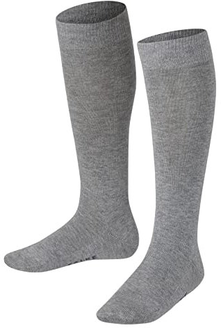FALKE Unisex Kinder Kniestrümpfe Family K KH nachhaltige biologische Baumwolle lang einfarbig 1 Paar, Grau (Light Grey 3400) neu - umweltfreundlich, 19-22