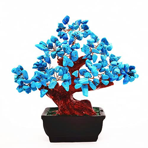 Colorsheng Feng Shui Quarz Kristall baum Bonsai Stil Dekoration für Glück und Reichtum (blau)
