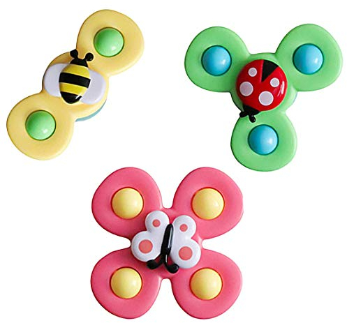 mciskin Juguete Giratorio con Ventosa,Juguetes sensoriales para bebés, Juego de Ventosa de Mesa Seguro e Interesante,Juguete Giratorio para baño de bebé con Ventosa giratoria (3 PCS)