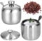Yueser Zuckerdose Edelstahl, 2pcs Edelstahl Kleine Zuckerdose Zuckerbehälter mit Deckel und Zuckerlöffel für Haus und Küche