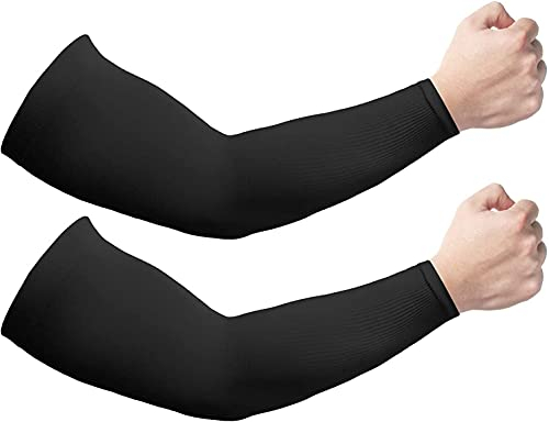 Ancokig Manicotto Braccio UV UPF 50 Protezione Maniche di Ghiaccio Raffreddamento moderato Sport all'aperto Guidare Guanti protettivi Coprire Il Tatuaggio Donna Uomo (Nero-2Paia)