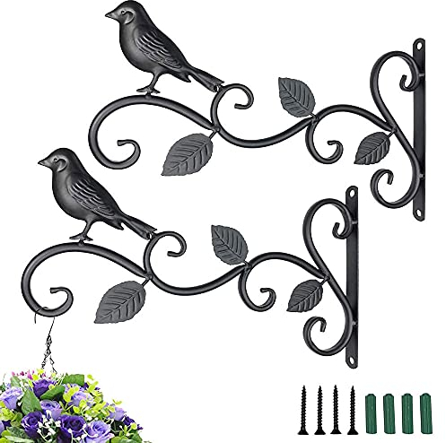 Zillary 2 Piezas Ganchos Colgantes para Plantas, Soporte Plantas para Colgar Pared, Ganchos para Macetas Pared, Soporte para Macetas Colgantes, para Jardín Exterior, con Tornillos