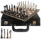 Guruji Divinity Collectible Tribal Warli Art Brass Chess Set in Leather Storage Box. (12 X 12 in)