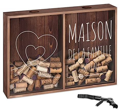 Maverton Boîte personnalisée en bois - Collecteur Gravé pour Capsules - Ouvre-bière inclus dans le paquet - Cadeau Mariage - Cadeau Personnalisé pour couples - Cadeau Couple - Famille