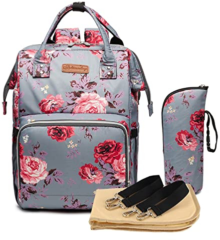 Ankommling Baby Wickelrucksack stylische Wickeltasche Rucksack mit Wickelunterlage multifunktional wasserabweisend Große Kapazität Rucksack für unterwegs