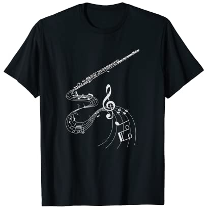 Querflöte Flöte Flötenspieler Musiker mit Noten T-Shirt