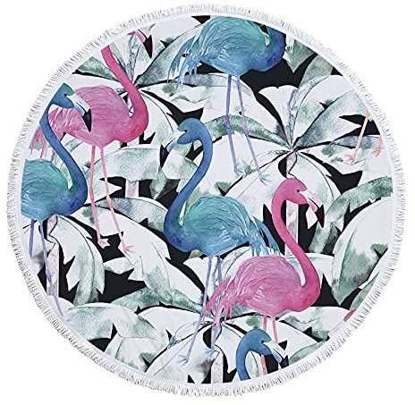 Umerk Picknickmatte Strandtuch mit Quaste Blumen Flamingo Geschenk Bad Dusche Handtuch for Erwachsene 500g Mikrofaser 150 cm Picknick Yoga Matte Decke Teppich(4)