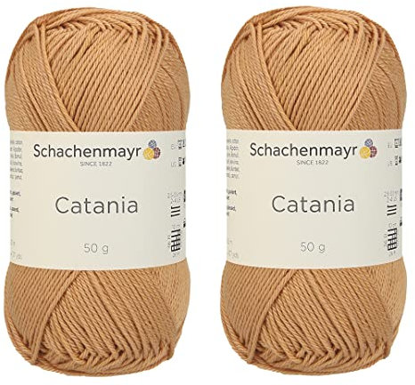 [Set mit 2 Knäuel] SMC Catania Originals 100% merzerisiertes Baumwollgarn, insgesamt 100 g. Je 50 g / 125 m Amigurumi-Garn Fine-Sport 2 (179 Kamel)
