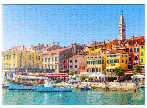 MyPuzzle Buntes Rovinj in Istrien mit Booten im Hafen, Kroatien - Premium 500 Teile Puzzle - MyPuzzle Sonderkollektion von Puzzle Galaxy