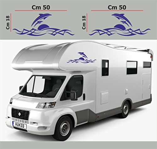 DualColorStampe Adesivi per Camper Compatibili con Adria Arca Bürstner Carthago Chausson Elnagh Mclouis Caravan Motorhome roulotte COD.0207(blu 49)