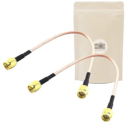 2x Cavo antenna SMA - Connettore maschio maschio coassiale - 25cm placcato oro 18K - 3G 4G LTE - RG316 - Adaptout marca francese