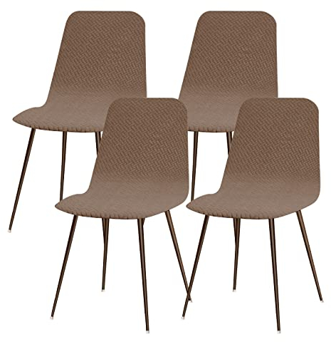 Lydevo Stuhlhussen 4er Esszimmer Strech Stuhlhussen für Esszimmerstühle Universal Waschbar Bezug Stuhlhussen Skandinavisch Stuhlüberzug für Küchenstühle Hotel Bankett,Diagonal#Kamel