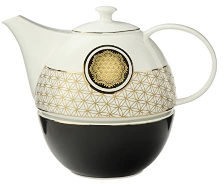 Goebel Teekanne mit Stövchen Lotus Blume des Lebens von Yin Yang aus Fine Bone China, 25x20x16 cm, 23-500-40-1