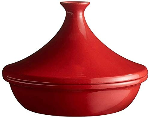 Casseroles avec couvercles Tajine Marmite avec Couvercle, tajine de Cuisson Simple Moyen sans Plomb (Rouge)