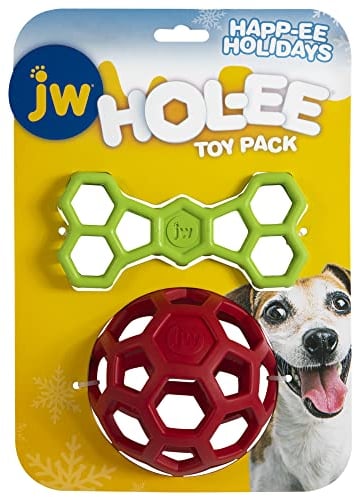 JW HOL-ee Hundespielzeug für Hunde, Leckerli-Ball, Wurfspielzeug und Zugspielzeug, 2 Stück