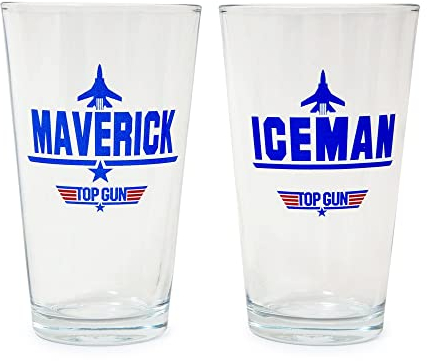 TOP GUN Maverick and Iceman Pint-Gläser, 2er-Set, Bierkrug für Likör, Kneipengetränke, Fassungsvermögen: 590 ml