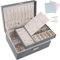 TEIVUL Jewellery Box,2 Layer Jewelry Organizer with 2 Keys and Cleaning Cloth PU Leather Jewellery Box Organizer,for Necklace Earrings Bracelet Ring Accessories,Jewellery Boxes for Women Girls