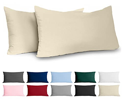 Kissenbezug 40 x 80 Renforcé Baumwolle (2er-Set) - Beige - Dicht gewebt mit 57 Fäden/cm² - Kissenbezug 40x80 cm - Oeko Tex Zertifiziert - Dreamzie