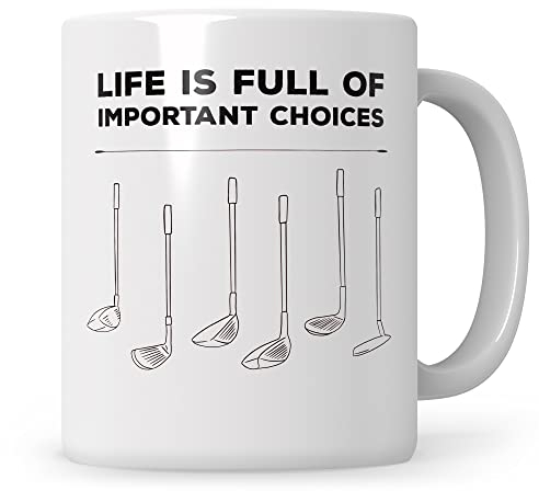 Sweetify Golf Tasse Golfer Geschenk Golfspieler Kaffeetasse Golfschläger - Life is full of important choices…