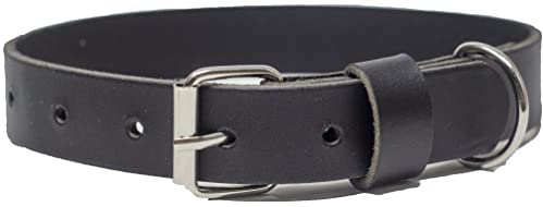 Ashford Ridge Made in England Real Leather Dog Collar - Black Medium