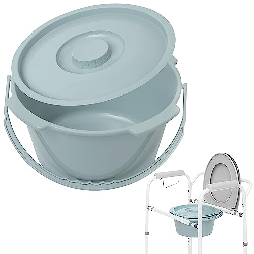 Dr. Maya Chaise percée de chevet réglable pliable et portable en acier inoxydable pour toilettes avec accoudoirs - Pour personnes âgées, parents, adultes, femmes et hommes (seau)