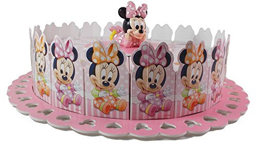 CARTOON Bomboniere Astuccio Torta Minnie Baby, Disney, 18 fette, Personalizzabile con Confetti, per Feste e Cerimonie