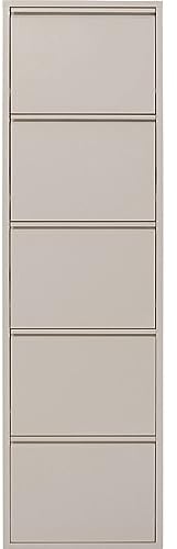 Kare Design Schuhschrank Caruso Creme, Metall, mit 5 Klappen, Schuhablage für 10 Paar Schuhe, schmal, platzsparend, hoch, Schuhregal, Eingangsbereich, 173x50x15 cm (H/B/T)