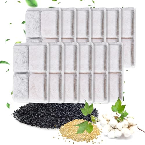 Hengu 12 Pièces Filtre Fontaine Eau Chat Carré avec Filtre à Charbon, Filtre de Rechange pour Fontaine à Eau, pour Chats et Chiens, Fontaine à Eau Automatique, Distributeur d'eau