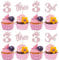 24 Stück Three Geburtstag Tortendeko Glitzer Happy 3rd Geburtstag Cupcake Toppers Crown Happy Geburtstag Kuchen Deko für Baby-Dusche Dritte Geburtstag Party Kuchen Dekorationen Rosa