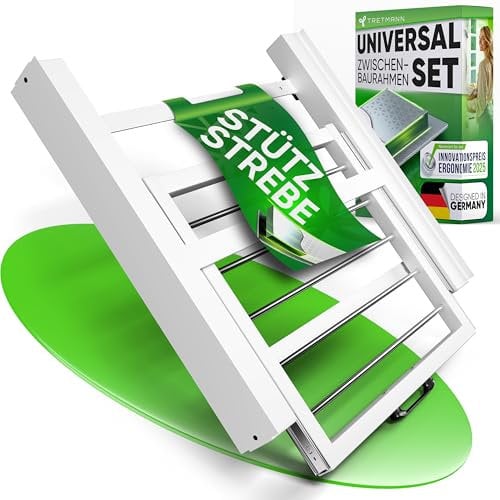 NEU Tretmann Universal Zwischenbaurahmen Set extra Stabil [StützStrebe]mit Ablage + Wäscheleine Waschturm Verbindungsrahmen Verbindung Alternative zu Waschmaschine Trockner Schrank washtower Stacking