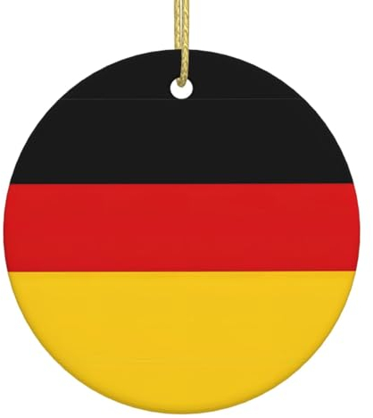 Weihnachtsbaumschmuck mit Deutschland-Flagge, Weihnachtsmann, hängende Ornamente, Keramik, rund, Ornament Andenken