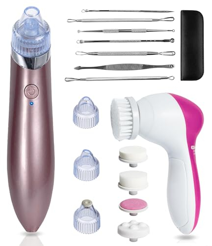 Limpieza Facial Aspirador Puntos Negros Microdermoabrasión Facial 4 Cabezales, Cepillo Electrico Limpiador De Poros Acné Facial 4 Cepillos, Herramientas quita espinillas y puntos negros (ORO ROSA)