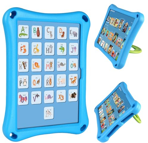 flintronic Funda para Tablet Fire HD 8 y 8 Plus, Ligera a Prueba de Golpes con Asa y Soporte Plegable para Kindle Fire HD 8/8 Plus (12.ª/10.ª Generación, Lanzamiento 2022/2020) - Azul