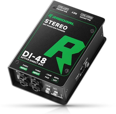 Direct Box with Dual 1/4” High-Impedance Stereo Inputs Di Boxes Support For Guitar/Bass Instruments Premium Direct Injection Active Di Box For Thru & XLR Outputs (Direct Box)