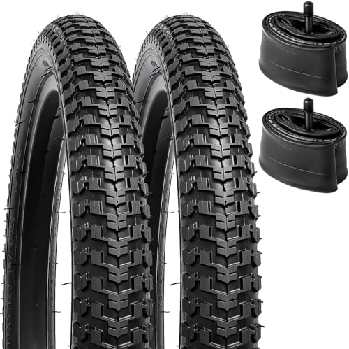 YunSCM 2PCS Faltbarer 14 Zoll Reifen 14x2.125 ETRTO 57-254 und 2PCS 14 Zoll Schlauch AV32mm Ventil kompatibel Rennräder/Citybikes 14x2.10 14x2.125 14x2.25 Fahrradreifen und schläuche
