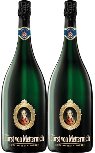 Fürst von Metternich Riesling Sekt Trocken (2x1,5 l) Magnumflaschen - Deutschlands beliebtester Premiumsekt, Rheingau & Pfalz