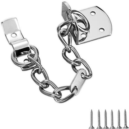 Door Chain Narrow Door Chain Polished Chrome | 45 x 4 x 38 mm Narrow Door Chain Lock | Door Chain for Front Door Brass for Wooden and UPVC Doors | Internal and External Front Door Restrictor