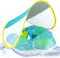ACTOYS Schwimmreifen Baby Schwimmring mit Sonnendach, Schwimmtrainer Baby Schwimmhilfe Schwimmring (Delphin, L-ab 12 bis 36 Monaten)
