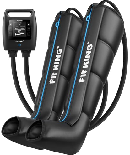 FIT KING Botas de Presoterapia Recargable, Masajeador de piernas sin cable para el dolor y la circulación con el calentamiento y con la recuperación (Medio)