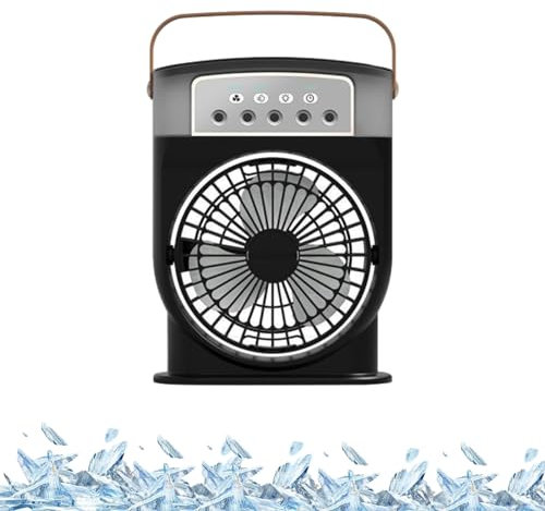 Portable Air Cooler Fan, Ice Fan Air Cooler, Freezecooling Fan with Ice Cooling System Blast Fan, Rechargeable Portable Mini Misting Fan Hat Blow Cold (Color : Black)