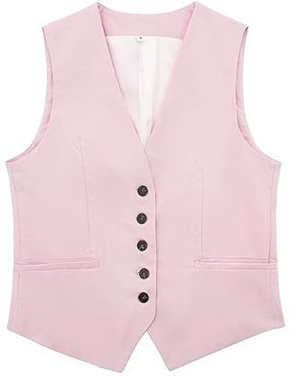 Gilet d'été en lin pour homme - Léger et élégant - Loisirs - En cuir de vachette - Pour motard - Col en V - Sans manches - Pour les loisirs - Gilet de moto, Rose, M