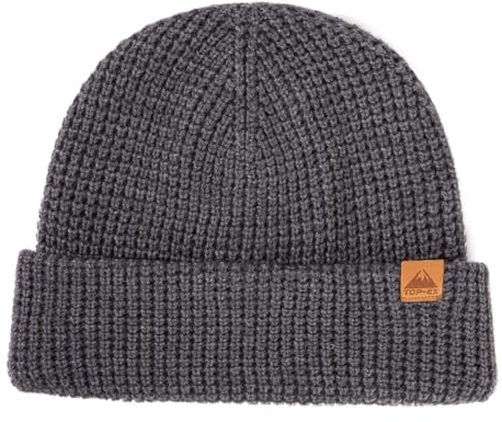 50% Merinowolle Waffel Mütze Wintermuetze Herren Damen Fisherman Beanie Trawler Mütze Strickmuetze Warme Grau M/L